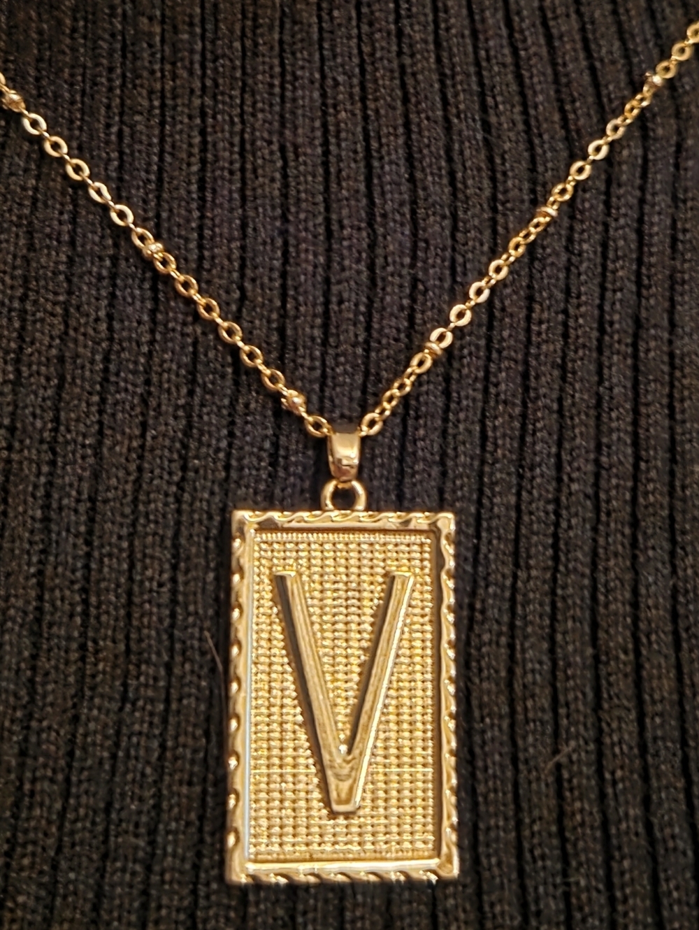 Gold Initial V Pendant Necklace for Women
